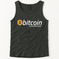 Bitcoin Accepted Here Cryptocurrency Logo Tank Top