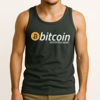 Bitcoin Accepted Here Cryptocurrency Logo Tank Top