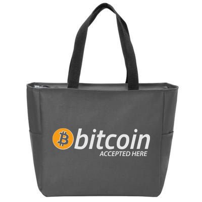 Bitcoin Accepted Here Cryptocurrency Logo Zip Tote Bag