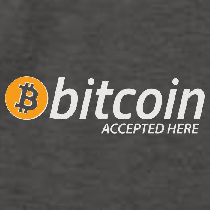 Bitcoin Accepted Here Cryptocurrency Logo Vector Backpack