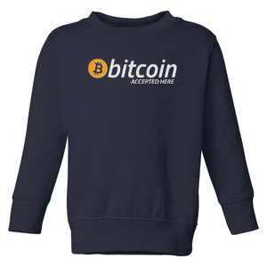 Bitcoin Accepted Here Cryptocurrency Logo Toddler Sweatshirt