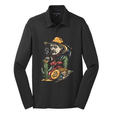 Bitcoin Bob Silk Touch Performance Long Sleeve Polo