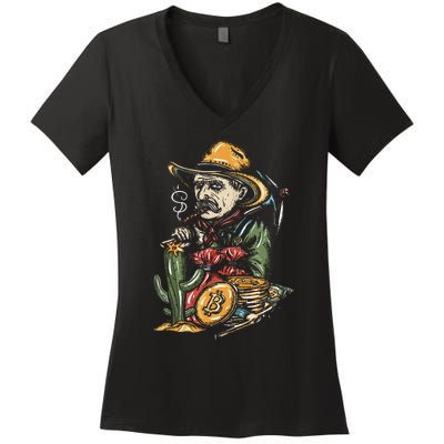 Bitcoin Bob Women's V-Neck T-Shirt