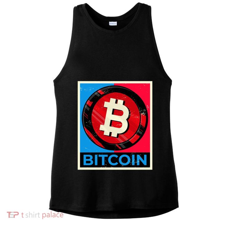 Bitcoin BTC Logo Crypto Currency Moon Hodl Ladies PosiCharge Tri-Blend Wicking Tank