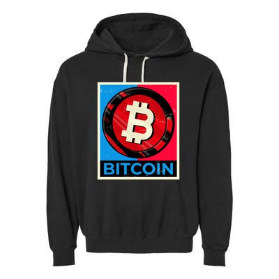 Bitcoin BTC Logo Crypto Currency Moon Hodl Garment-Dyed Fleece Hoodie