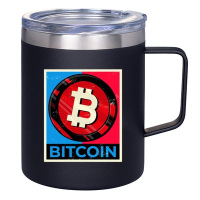 Bitcoin BTC Logo Crypto Currency Moon Hodl 12oz Stainless Steel Coffee Mug