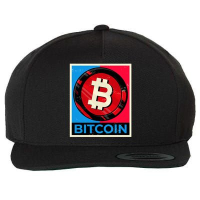 Bitcoin BTC Logo Crypto Currency Moon Hodl Wool Snapback Cap