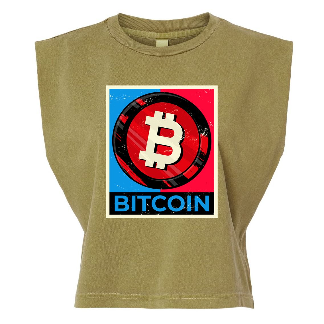 Bitcoin BTC Logo Crypto Currency Moon Hodl Garment-Dyed Women's Muscle Tee