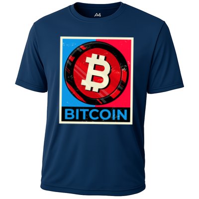 Bitcoin BTC Logo Crypto Currency Moon Hodl Cooling Performance Crew T-Shirt