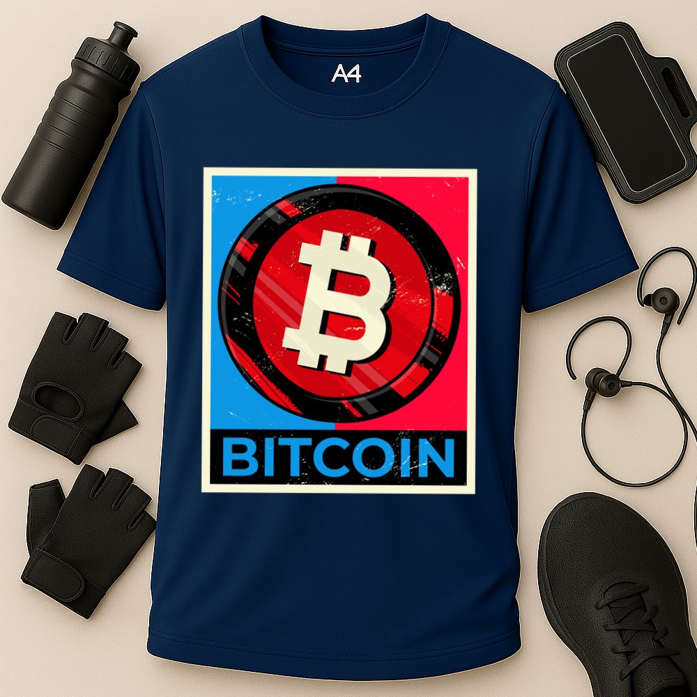 Bitcoin BTC Logo Crypto Currency Moon Hodl Cooling Performance Crew T-Shirt