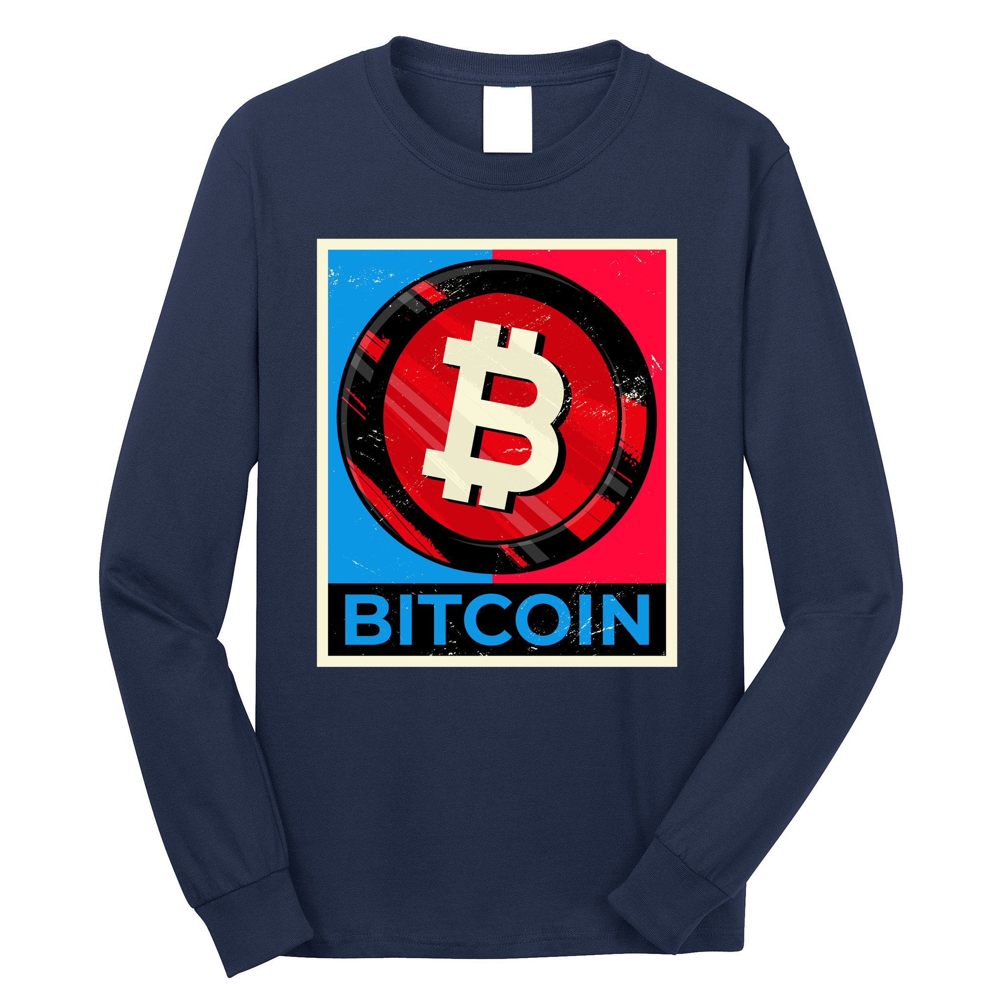 Bitcoin BTC Logo Crypto Currency Moon Hodl Long Sleeve Shirt