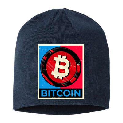 Bitcoin BTC Logo Crypto Currency Moon Hodl Sustainable Beanie