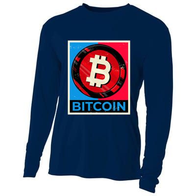 Bitcoin BTC Logo Crypto Currency Moon Hodl Cooling Performance Long Sleeve Crew