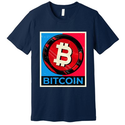 Bitcoin BTC Logo Crypto Currency Moon Hodl Premium T-Shirt