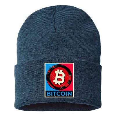 Bitcoin BTC Logo Crypto Currency Moon Hodl Sustainable Knit Beanie