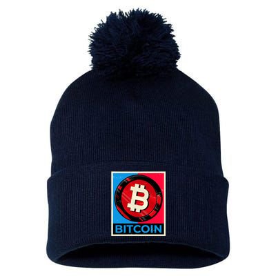 Bitcoin BTC Logo Crypto Currency Moon Hodl Pom Pom 12in Knit Beanie