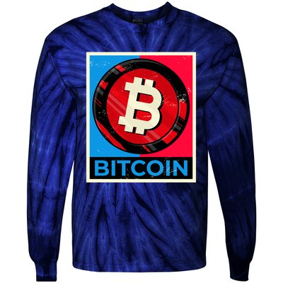 Bitcoin BTC Logo Crypto Currency Moon Hodl Tie-Dye Long Sleeve Shirt