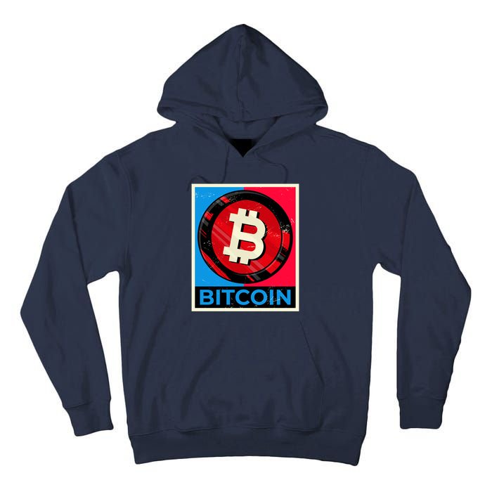 Bitcoin BTC Logo Crypto Currency Moon Hodl Tall Hoodie