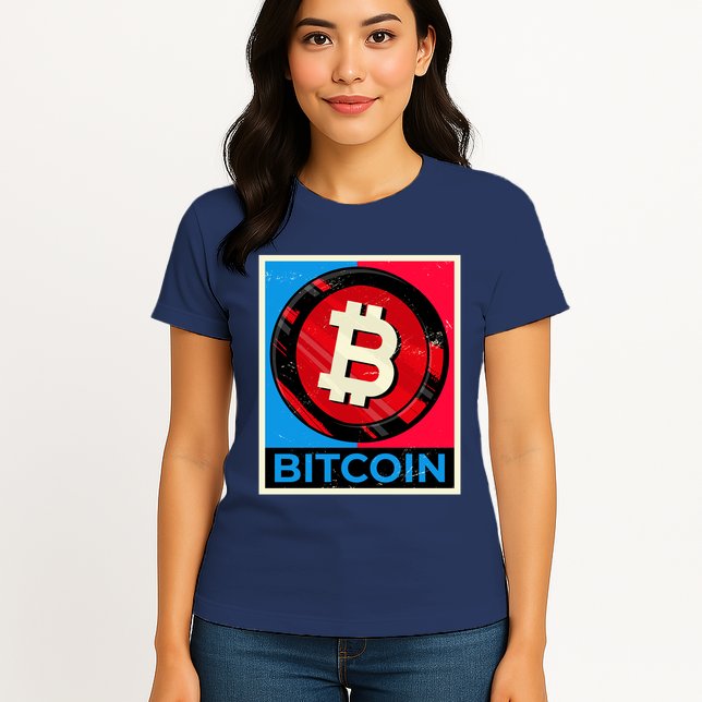 Bitcoin BTC Logo Crypto Currency Moon Hodl Womens T-Shirt