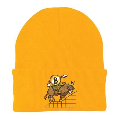 Bitcoin Cartoon Riding Bull Knit Cap Winter Beanie