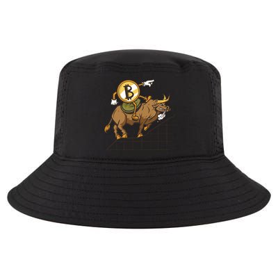 Bitcoin Cartoon Riding Bull Cool Comfort Performance Bucket Hat