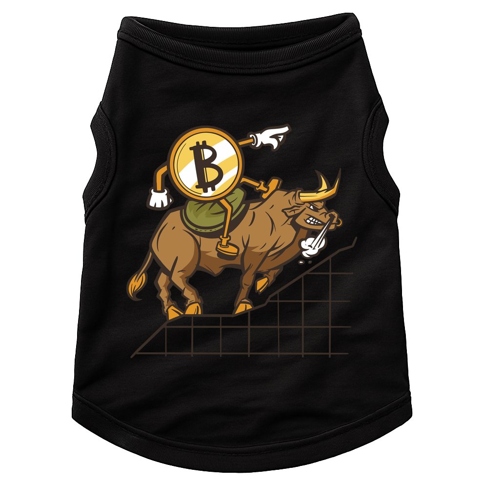 Bitcoin Cartoon Riding Bull Doggie Tank