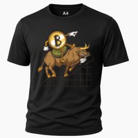 Bitcoin Cartoon Riding Bull Cooling Performance Crew T-Shirt