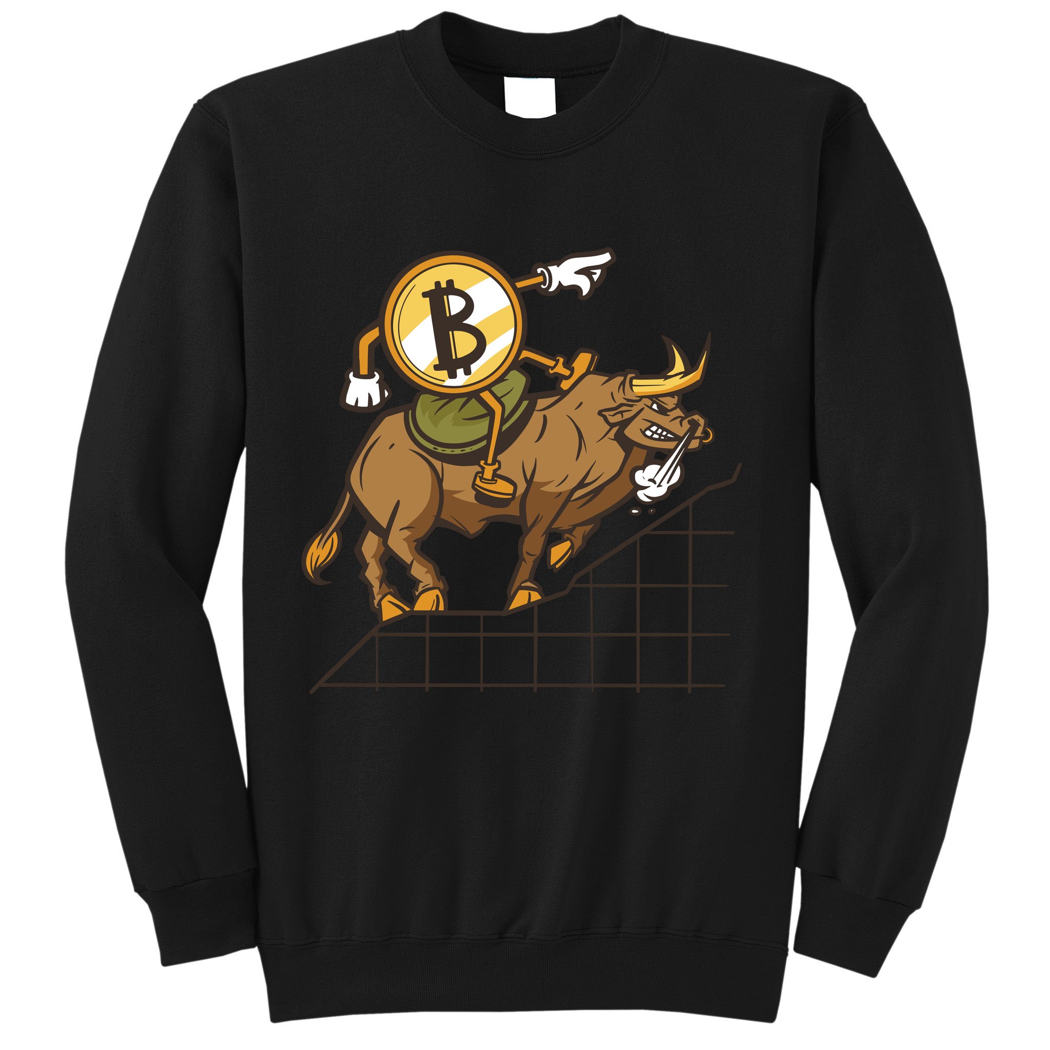 Bitcoin Cartoon Riding Bull Sweatshirt