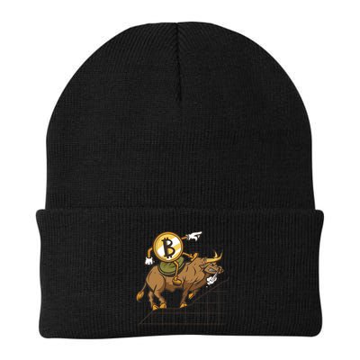 Bitcoin Cartoon Riding Bull Beanie