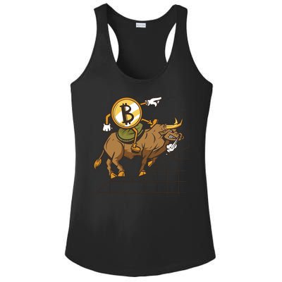 Bitcoin Cartoon Riding Bull Ladies PosiCharge Competitor Racerback Tank