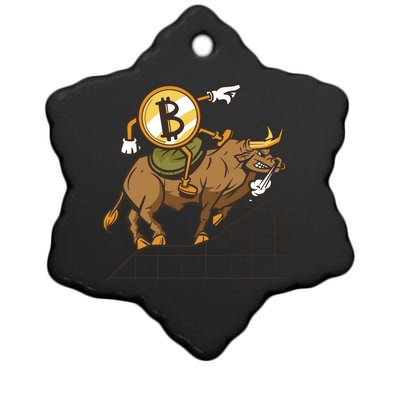 Bitcoin Cartoon Riding Bull Ceramic Star Ornament