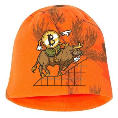 Bitcoin Cartoon Riding Bull Kati - Camo Knit Beanie