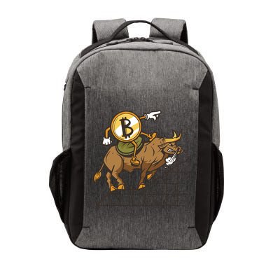 Bitcoin Cartoon Riding Bull Vector Backpack