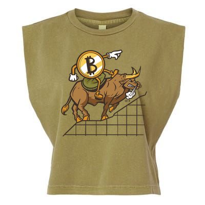 Bitcoin Cartoon Riding Bull Garment-Dyed Women's Muscle Tee