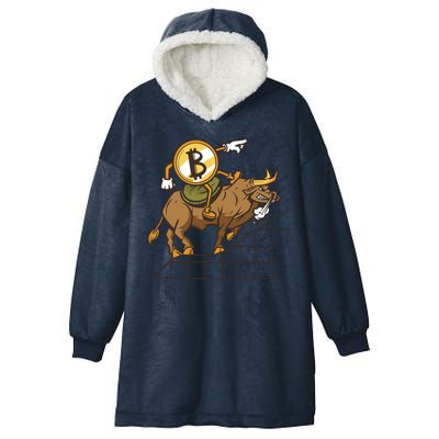 Bitcoin Cartoon Riding Bull Hooded Wearable Blanket