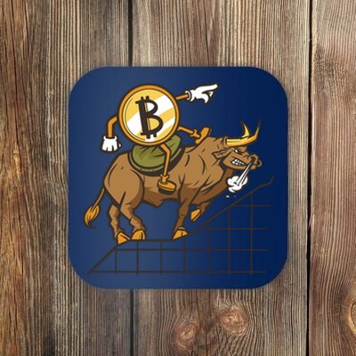 Bitcoin Cartoon Riding Bull Coaster