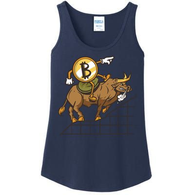 Bitcoin Cartoon Riding Bull Ladies Essential Tank