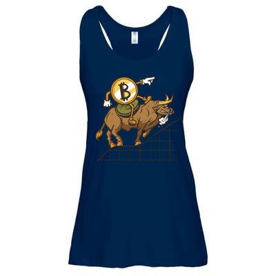 Bitcoin Cartoon Riding Bull Ladies Essential Flowy Tank