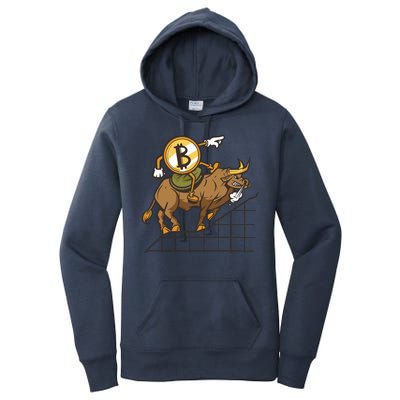 Bitcoin Cartoon Riding Bull Women's Pullover Hoodie