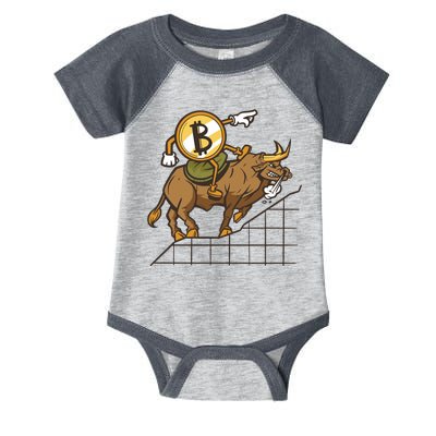 Bitcoin Cartoon Riding Bull Infant Baby Jersey Bodysuit