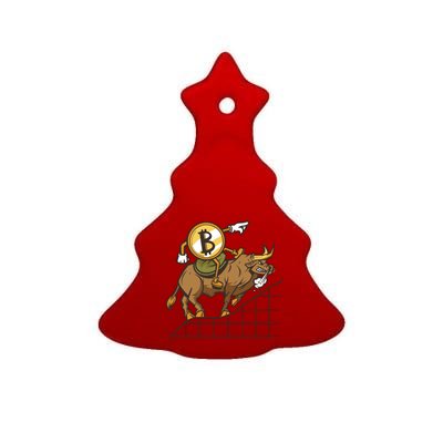 Bitcoin Cartoon Riding Bull Ceramic Tree Ornament