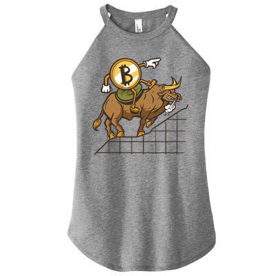 Bitcoin Cartoon Riding Bull Women's Perfect Tri Rocker Tank