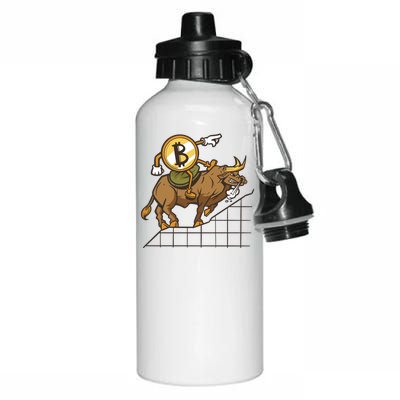 Bitcoin Cartoon Riding Bull Aluminum Water Bottle