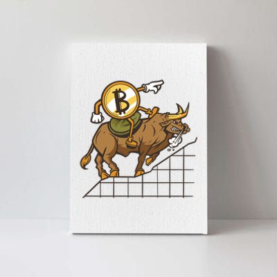 Bitcoin Cartoon Riding Bull Canvas