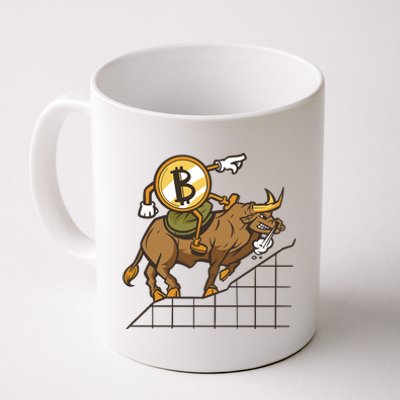 Bitcoin Cartoon Riding Bull Coffee Mug