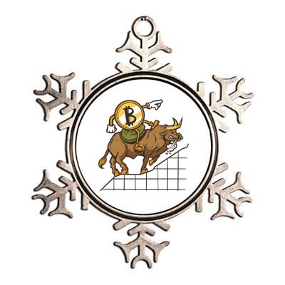 Bitcoin Cartoon Riding Bull Metallic Star Ornament