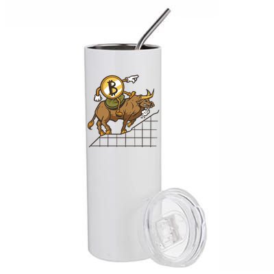 Bitcoin Cartoon Riding Bull Stainless Steel Tumbler