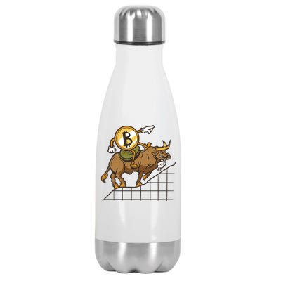 Bitcoin Cartoon Riding Bull Stainless Steel Insulated Water Bottle