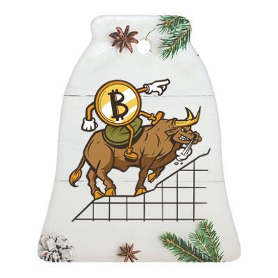 Bitcoin Cartoon Riding Bull Ceramic Bell Ornament