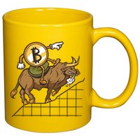 Bitcoin Cartoon Riding Bull 11oz C Handle Ceramic Mug